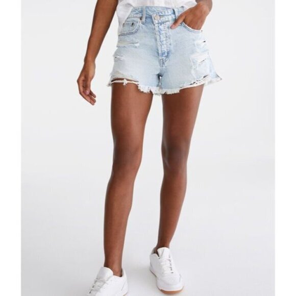 Aeropostale High-Rise Button Fly Denim Mom Shorts Sz 2 NWT Retro 90's Boho - Picture 2 of 14